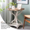 COZAYH Rustic Square Accent End Table with Wood Tray Top Nightstand for Small Spaces Living Room or Bedroom 19 x 19 x 25 Inches, White - 3 of 4