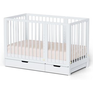 JOYMOR 8 in 1 Convertible Crib with Drawer, Include 2” Mattress, Converts to Bassinet, Mid Crib, Full Size Crib, Daybed,Toddler Bed and Playard - 1 of 4