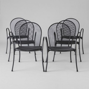 Carmack 6pk Mesh Patio Dining Chairs - Black - Threshold