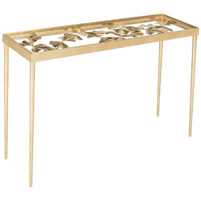 Otto Gold and Glass Rectangular Console Table
