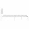 vidaXL Elegant White Steel Double Bed Frame - Powder-Coated Metal with Headboard, - 4 of 4