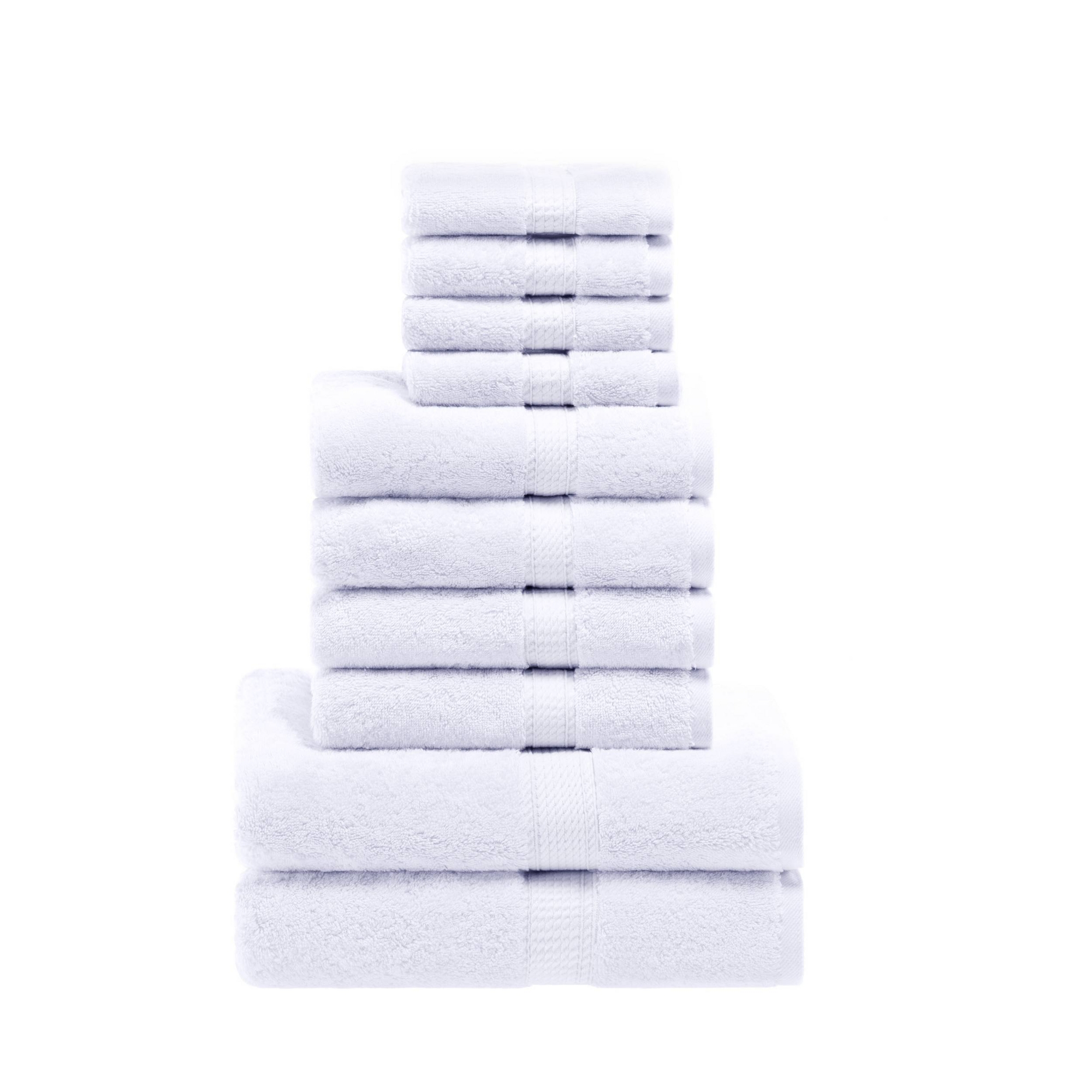 Luxury Egyptian Cotton Heavyweight Ultra-Plush 10 Piece Towel Set, White - Blue Nile Mills