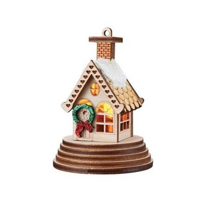 Old World Christmas Illuminated Wooden Ginger Cottages, Elf Cottage