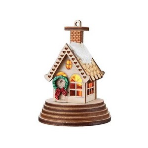 Old World Christmas Illuminated Wooden Ginger Cottages, Elf Cottage - 1 of 2