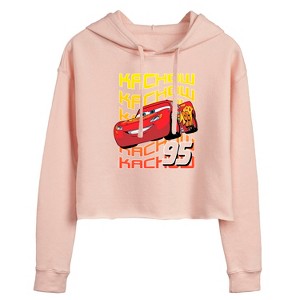 Women's - Disney - Lightning McQueen KACHOW Cropped Graphic Hoodie - 1 of 3