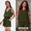 EXLURA Womens Summer 2 Piece Sets Sleeveless V Neck Knotted Tank Tops Shorts Matching Sets Vacation Cruise Beach Outfits 2025 - 2 of 4