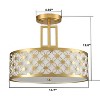 Claxy Modern Drum Brass Gold with Linen Shade LED Dimmable Semi Flush Mount Ceiling Light Fixture - 2 of 4