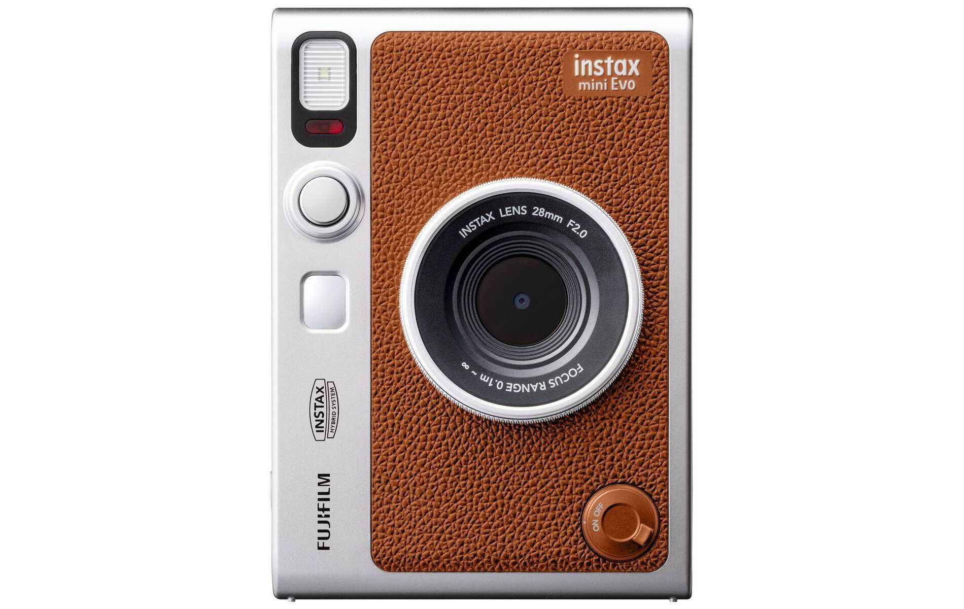 Instax Mini Evo Instant Film Camera - Brown: With Self-Timer & Built-In Flash