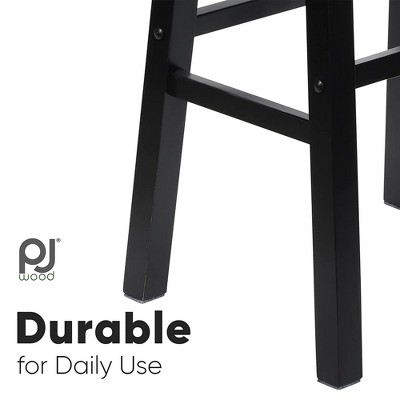 Black Adjustable Backless Saddle Style Wood Counter Stool