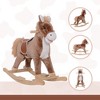 Angel Sar Kids Rocking Horse with Padded Seat, Solid Wood Rocker for Toddlers 3+, Brown/White Plush Toy Horse - 2 of 4