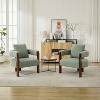 SEYNAR Modern Teddy Upholstered Fabric Round Armchair with pillow Set of 2 - 4 of 4