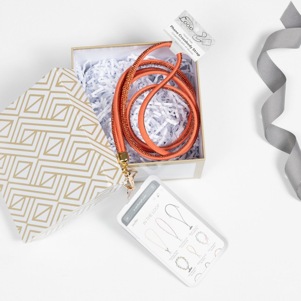 Pavilion Gift Company - Orange Crossbody - Soft Gemmed Phone Lanyard - Cell Phone Accessories - thumbnail 3