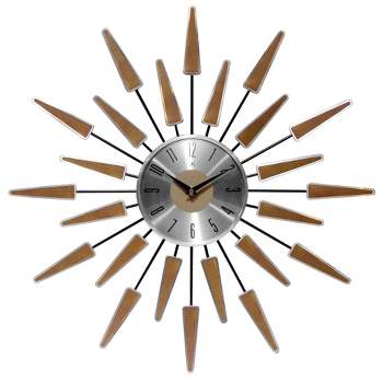 23" Satellite Retro Aluminum Wall Clock Brown - Infinity Instruments