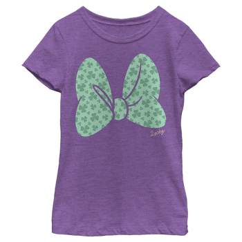 Girl's Mickey & Friends Bow Tie With Clovers T-Shirt