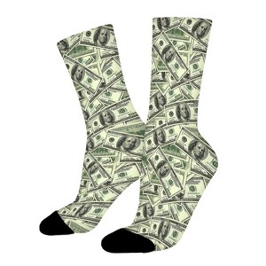 Dollar Bill Women Printed Crew Socks Funny Funky Socks Soft Polyester Novelty Gifts for Artists Men - 1 of 1