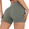 Anna-Kaci Active Women's V-Cross Front Wide Band Stretchy Side Pocket Detail Biker Shorts - 4 of 4