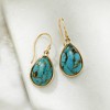 Ross-Simons Turquoise Drop Earrings in 10kt Yellow Gold - 3 of 4