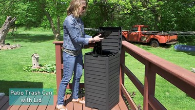 Black Polypropylene Resin Outdoor Trash Can with Lid, 39 Gallon