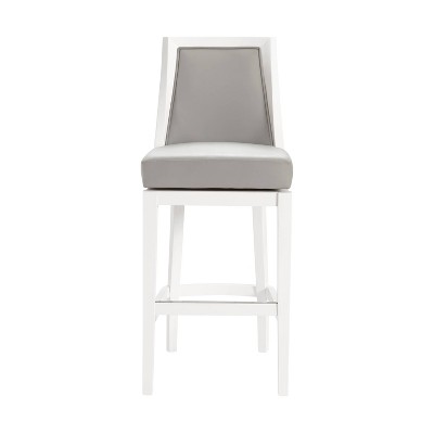 Ellie 22.5" White Rubberwood Swivel Bar Stool with Memory Return
