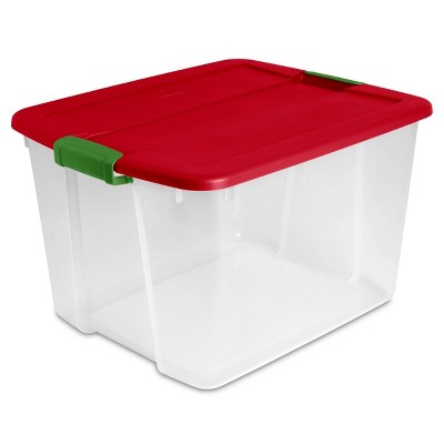 Sterilite 66qt Box - Red Tint with Red Lid and Green Latches – Target  Inventory Checker – BrickSeek