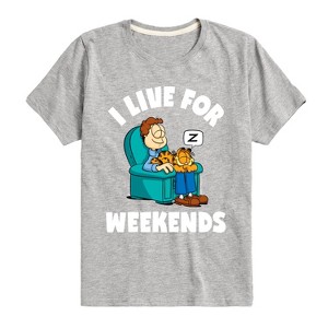 Boys' - Garfield - I Live For Weekends Short Sleeve Graphic T-Shirt - 1 of 4