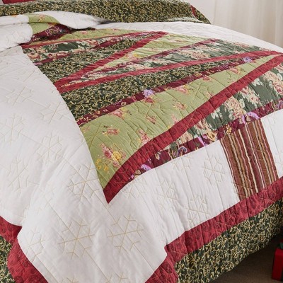 Festive Christmas Tree Reversible Cotton Full Quilt Set