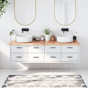 vidaXL Bathroom Countertop Light Brown 70.9 in.x19.7 in.x(0.8 in.-1.6 in.) Treated Solid Wood - 1 of 4