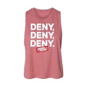 Women's Jersey Shore Deny Deny Deny Graphic Racerback Tank - Heather Mauve - Small - 1 of 2