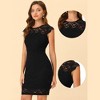 INSPIRE CHIC Women's Elegant Stretch Knit Cap Sleeve Allover Floral Lace Bodycon Dress - 2 of 4