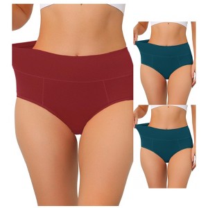 Allegra K Women's High Waist Available in Plus Size Tummy Control Briefs 3 Packs - 1 of 4