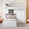Twin Bunk Bed with Wardrobe and Drawers, Loft Bed Frame with Storage Shelves and Hydraulic Bed for Kids Adults - 3 of 4