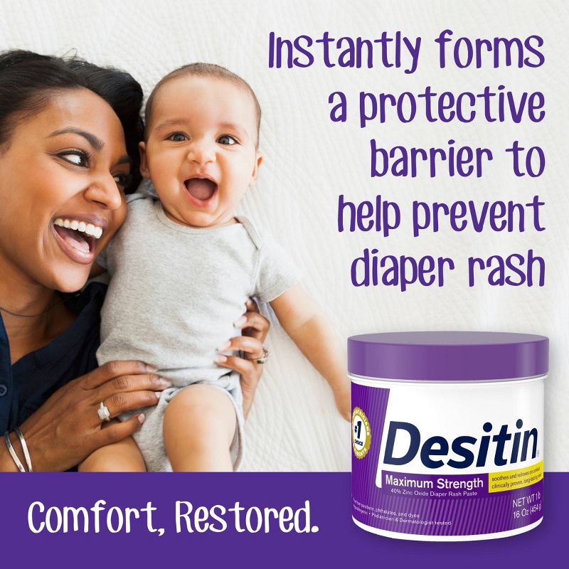 Desitin Maximum Strength Baby Diaper Rash Cream with Zinc Oxide - 16oz, 5 of 11
