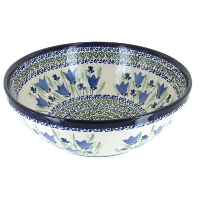 Blue Rose Polish Pottery Blue Tulip Large Serving Bowl