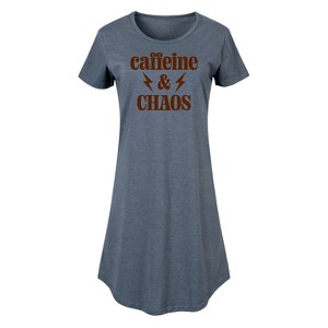 Women's - Instant Message - Chaos Caffeine Mom Graphic T-shirt Dress - 1 of 4