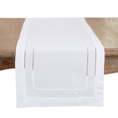 Saro Lifestyle Classic Hemstitch With Embroidered Border Table Runner ...