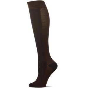 Memoi Herringbone Cotton Blend Knee High Sock Black-Gray 9-11 - 1 of 4