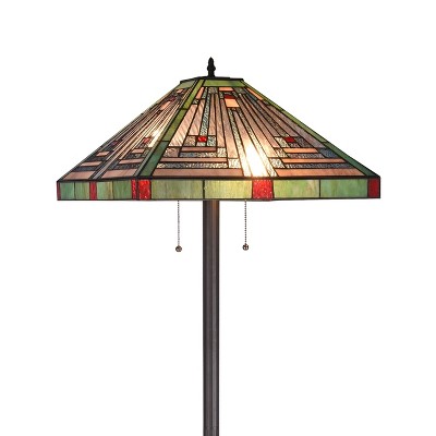 Victorian Stained Glass and Bronze 66" Floor Lamp