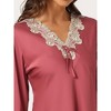 Allegra K Women’s Soft V Neck 3/4 Sleeves Lace Insert Two-Piece Pajama Sets - 4 of 4