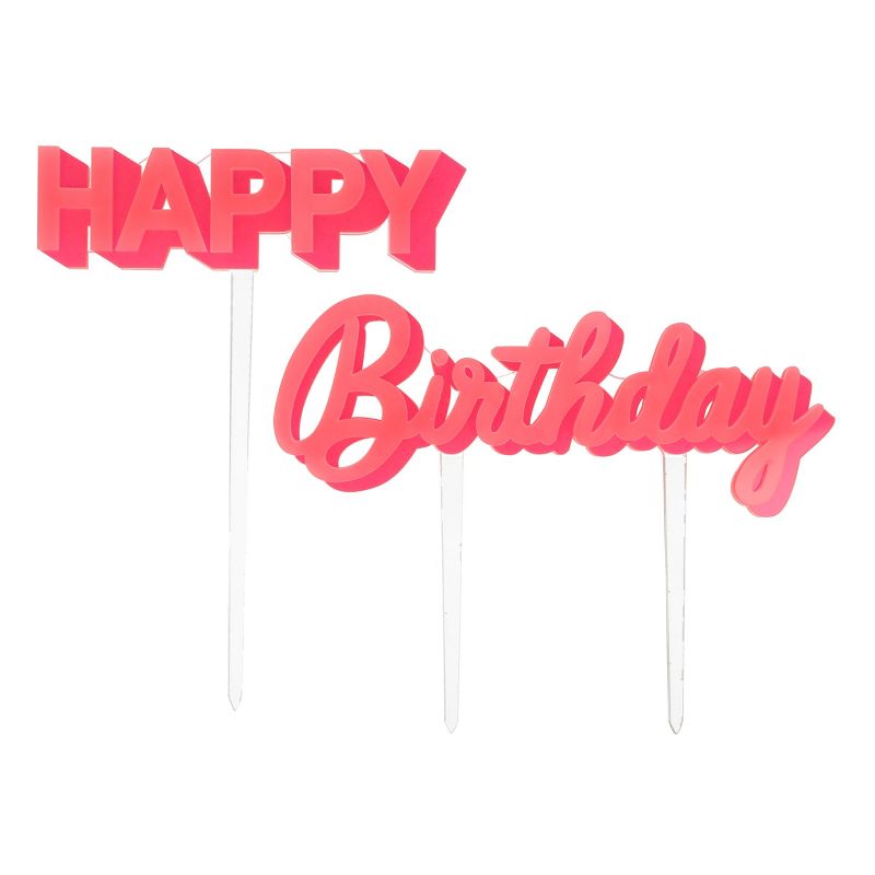 Meri Meri Happy Birthday Pink Acrylic Toppers (Pack of 2), 2 of 3