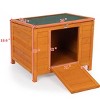 LAOTIES Small Wooden Rabbit Hutch with Ramp,Raised Outdoor Bunny Cage for Small Animals,Weatherproof Fir Wood Shelter with Asphalt Roof - 3 of 4