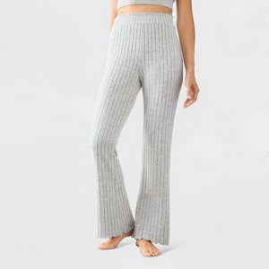 Women's Super Soft Rib Knit Lettuce Hem Bootcut Flare Lounge Pants with Smocked Waistband - Auden™ - 1 of 3