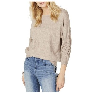 I.N.C International Concepts Womens Ruched-Sleeve Knit Sweater, Brown, Large - 1 of 1