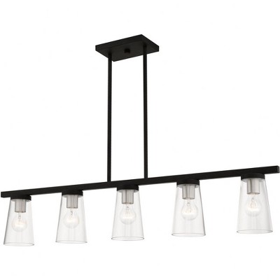 Cityview Contemporary 5-Light Linear Chandelier in Black and Brushed Nickel