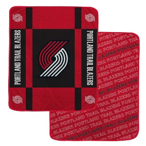 NBA Portland Trail Blazers 60"x70" Reverse Block Wordmark Double Sided Flannel Fleece Blanket - 1 of 3