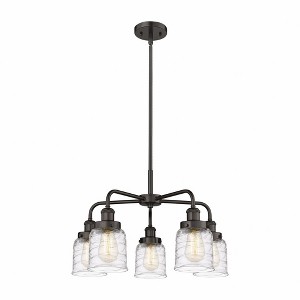 Bell - 5 Light Stem Hung Chandelier In Art Deco Style-14.75 Inches Tall and 23 Inches Wide - 1 of 1