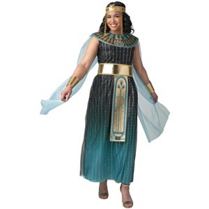 HalloweenCostumes.com Medium  Women  Adult Cleopatra Teal Costume, Black/Purple/Blue - 1 of 4