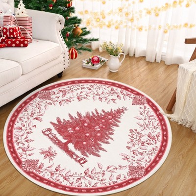 Christmas Rug for Living Room, Washable Non-Slip Bedroom Area Rugs, Soft Low Pile Carpet for Bedroom, Living Room, Entryway, Laundry