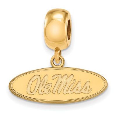 Black Bow Jewelry 14k Yellow Gold Plated Sterling Silver Mississippi Rebels NCAA Bead Charm