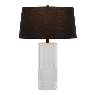 Petra 26" Black Linen Shade and Textured Polyresin Table Lamps
