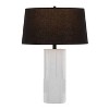 LumiSource (Set of 2) Petra 26" Contemporary Table Lamps Cream Polyresin and Black Metal with Black Linen Shade - 3 of 4